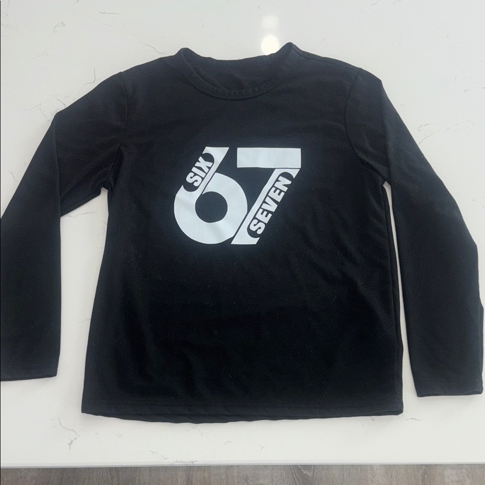 Black “67” Long Sleeve T‑Shirt – Kids Size 10/12
